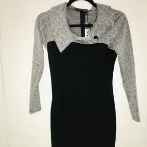 Small new black and grey long sleeve dress